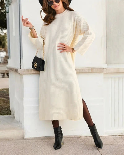 Royalfashion Damen langes Strickkleid