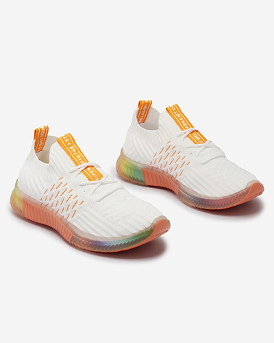 Weiße Damen-Sportschuhe mit orangefarbener Sohle Fimmi - Footwear