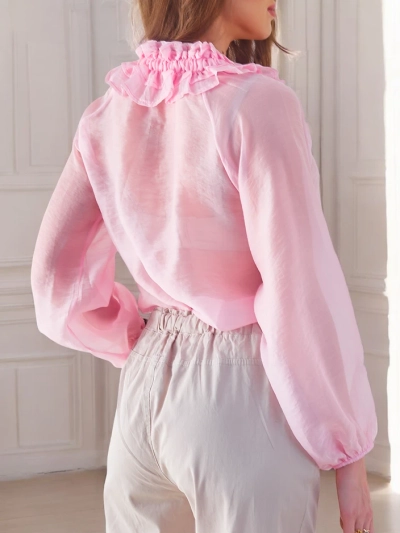 Royalfashion Transparente Damenbluse mit Dekokragen