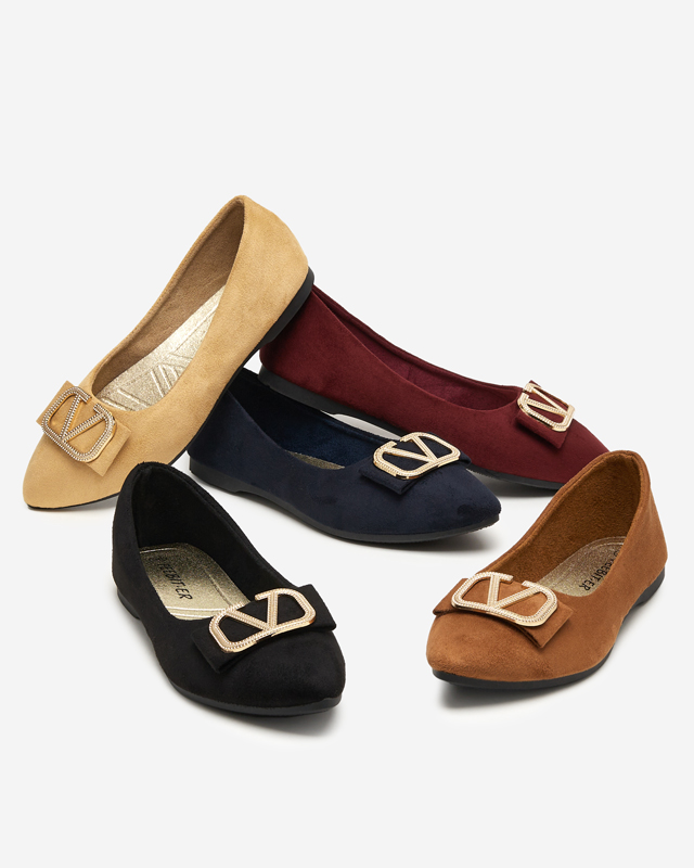 Schwarze Damen-Ballerinas mit Verzierung an der Spitze Cavo - Footwear