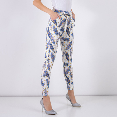 Білі жіночі штани з принтом