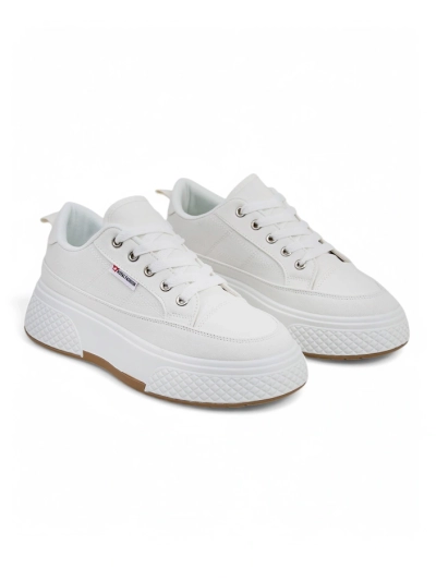 Damen Calypso Plateau Stoff Sneaker wei	 für Frühling und Sommer