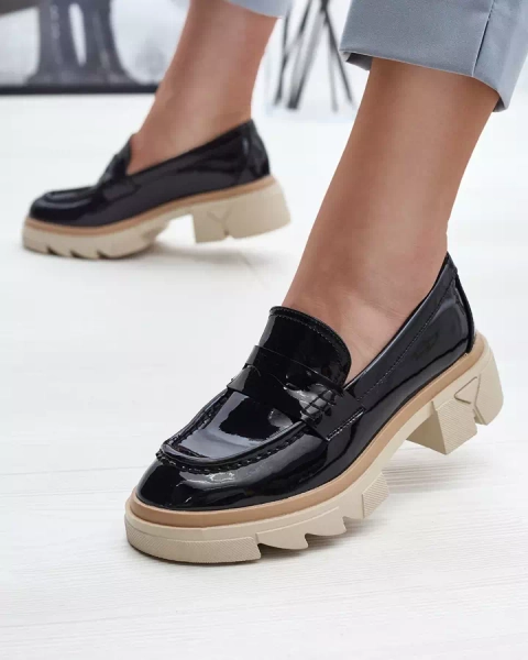 Schwarze Damen Mokassins aus Öko-Lackleder Sepop- Footwear