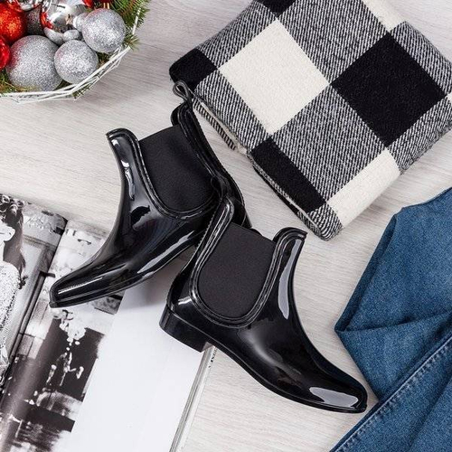 OUTLET Чорні жіночі дощові черевики з мигдалевим носком Idelle - Взуття