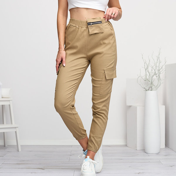 Hellbraune Cargohose für Damen mit abnehmbarer Tasche - Kleidung
