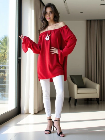 Royalfashion Damenbluse im spanischen Stil mit Rüschen