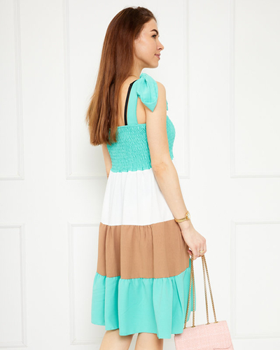 Mintfarbenes Damenkleid mit gebundenen Trägern - Kleidung