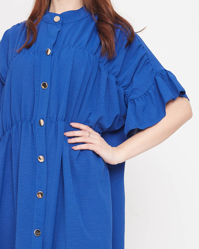 Marineblaues, knielanges Damenkleid - Kleidung