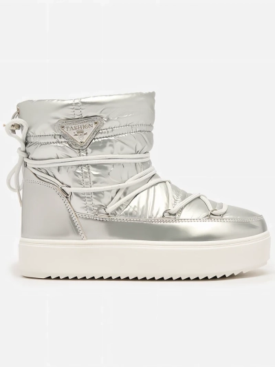 Royalfashion Damen Silber Vevnose Schlupfstiefel a'la Schneestiefel