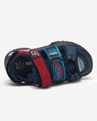 Marineblaue und weinrote Jungensandalen mit Klettverschluss Roser-Footwear
