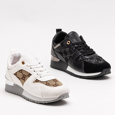 Schwarze Damen-Sportschuhe mit Engla-Aufdruck - Schuhe