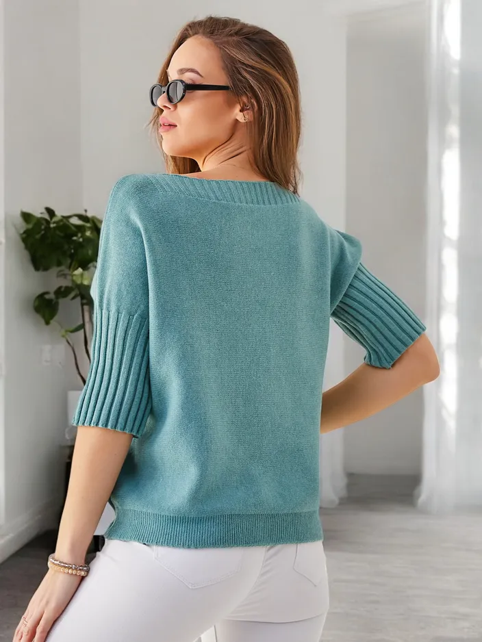 Royalfashion Damen Viskosepullover mit kurzen Ärmeln