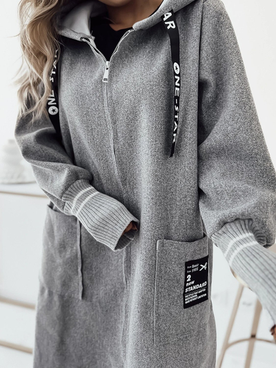 Royalfashion Knielange Damenmanteljacke in Grau