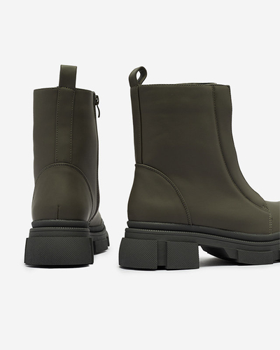 Isolierte dunkelgrüne hohe Damenstiefel Slovys- Footwear