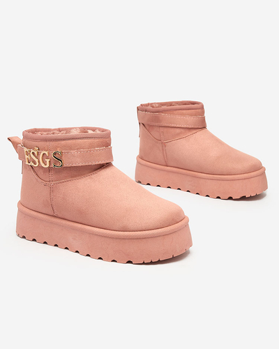 Royalfashion Hellbraune Damenschuhe a'la Schneestiefel mit Ornament Parisela