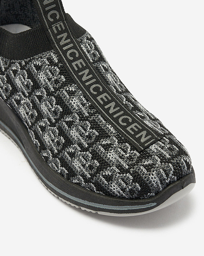 Чорно-сірі жіночі спортивні сліпони з принтом Scerpa- Footwear