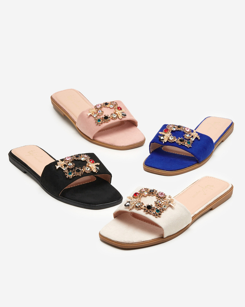 OUTLET Жіночі рожеві еко-замшеві тапочки із золотою пряжкою Kom- Footwear