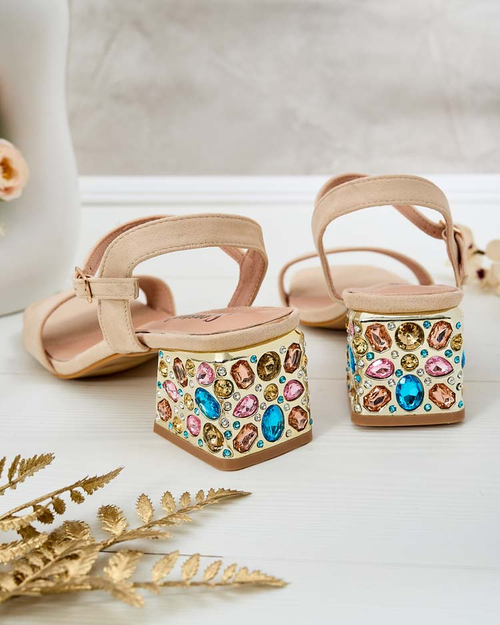 Босоніжки жіночі Royalfashion на стійці з кристалами Ohvare