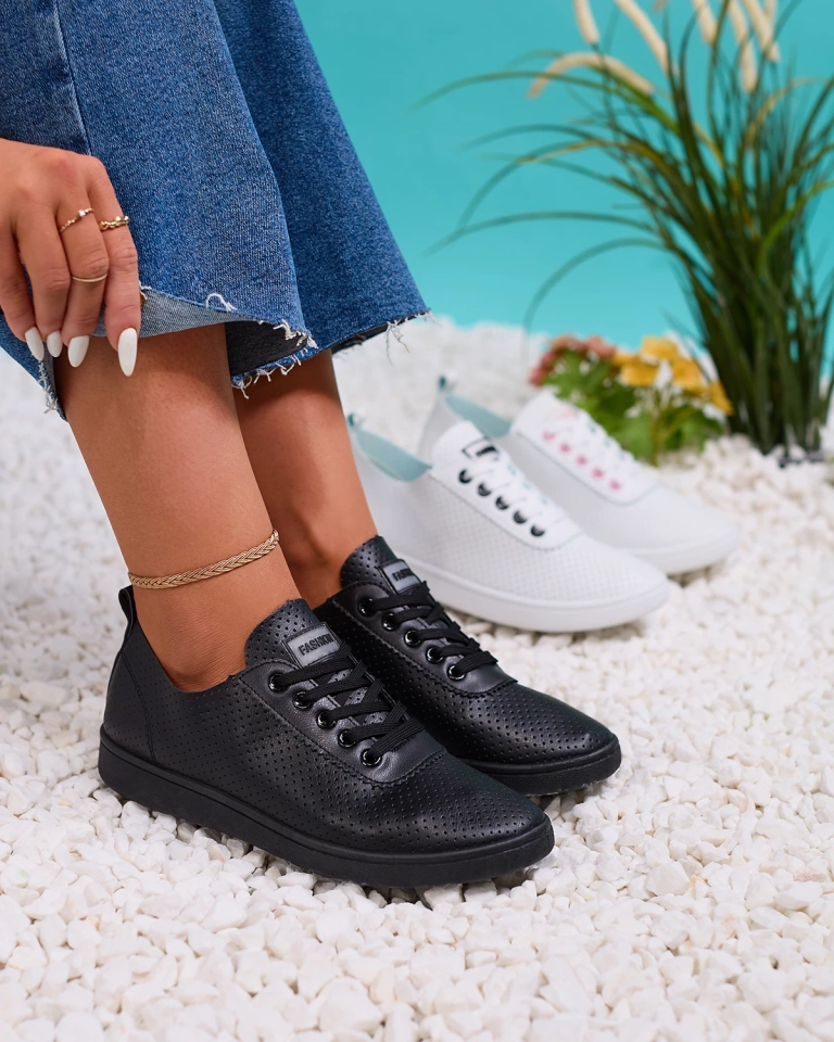 Royalfashion Damen durchbrochene Sneaker in schwarz Akeria