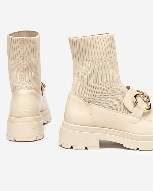 Бежеві жіночі високі лофери Qenarisa