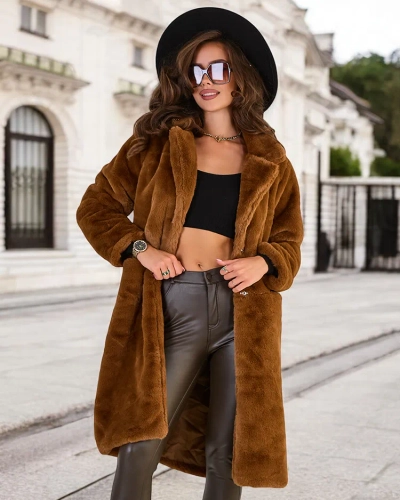 Royalfashion Brauner Pelz-Damenmantel