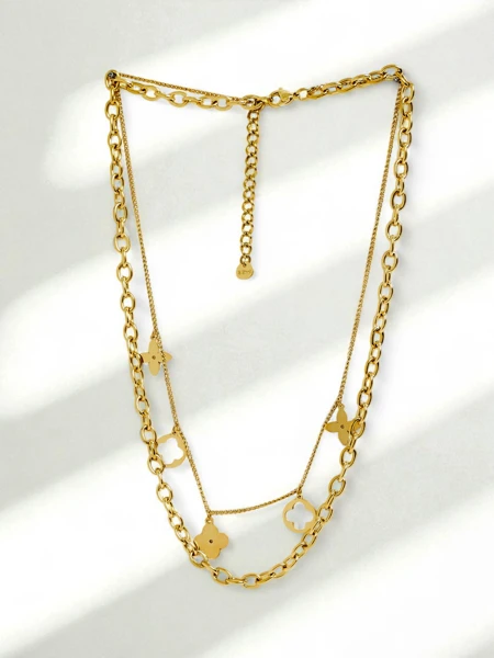 Намисто Persefona Aurelia – позолочений, подвійний з мотивом квітки