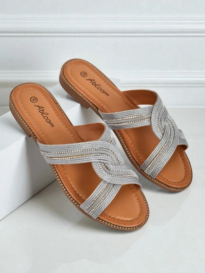 Royalfashion Damen Pantoletten Geflochten Woven Breeze