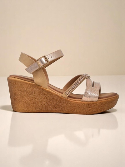 Royalfashion Damen Wedge-Sandalen mit Strass und Glitzer Eclat