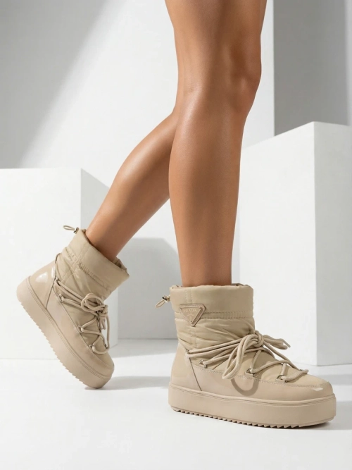 Royalfashion Жіночі черевики-сліпони a'la снігоступи світло-коричневого кольору Vevnose