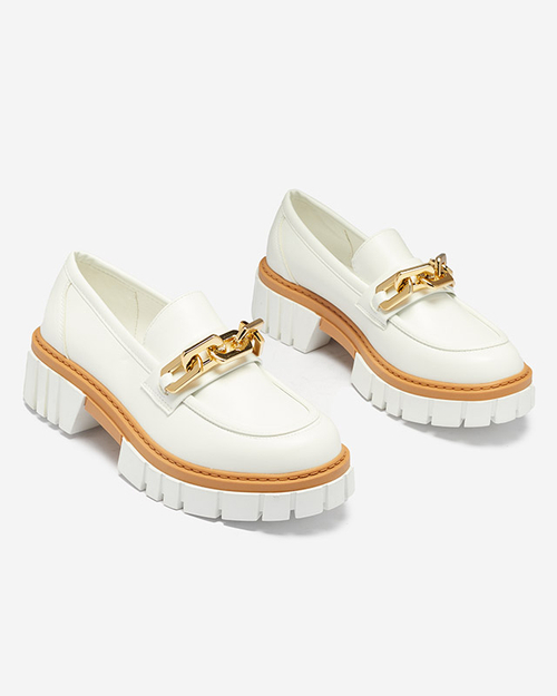 Білі жіночі туфлі з золотистим доповненням Plirose - Взуття