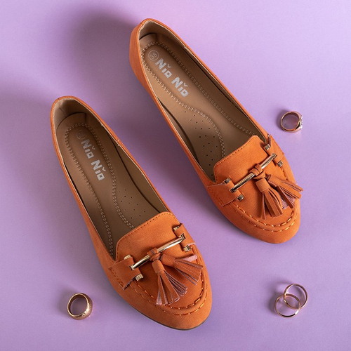 Помаранчеві жіночі мокасини з китицями Cilive
