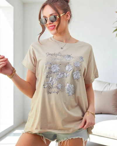 Royalfashion Damen Baumwoll-T-Shirt mit Blattdruck