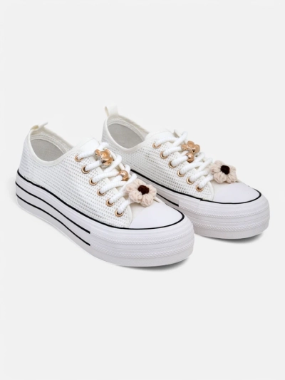 Royalfashion Damen durchlöcherte Sneakers mit Verzierungen Osdo