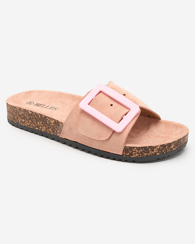 Royalfashion Rosa Damen Öko-Wildleder-Flip-Flops mit Schnalle Diviras