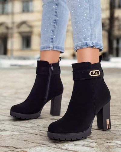 Royalfashion Damen Stiefeletten mit Keilabsatz Effe