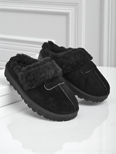 Kurze Damenstiefel a'la Schneestiefel mit Fell Velour Fang