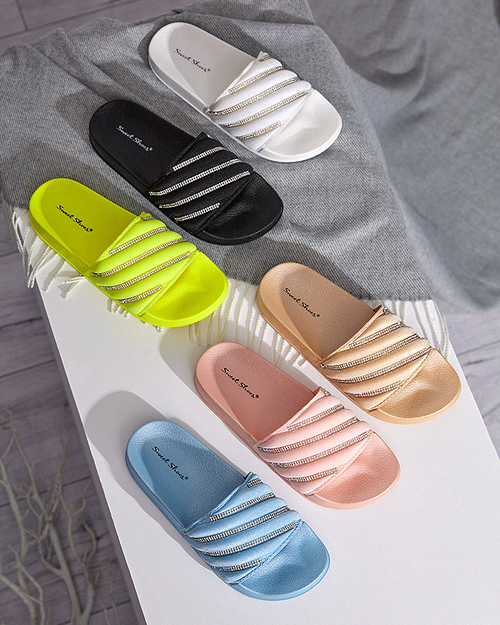 Сині жіночі тапочки з фіанітами Erikis - Взуття