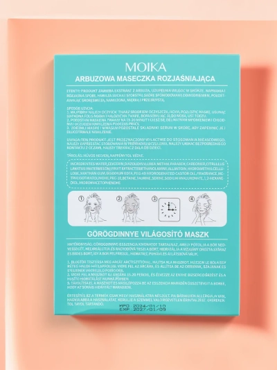 MOIKA Кавунова маска для обличчя у формі серветки, що освітлює