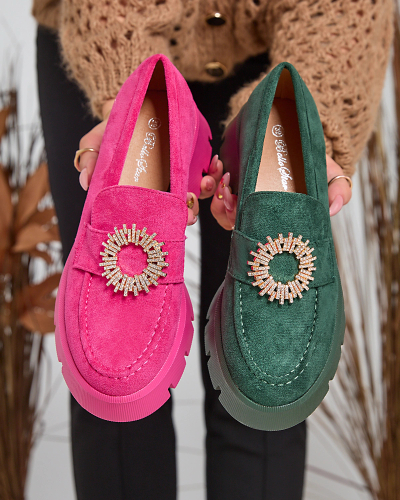 Royalfashion Fuchsia Damen Mokassins aus Öko-Wildleder Likoki