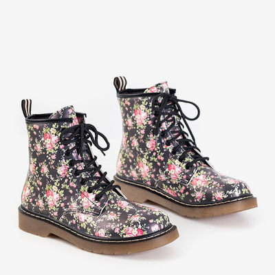 Чорні жіночі черевики-воркери з квітковим принтом Ornellia - Взуття