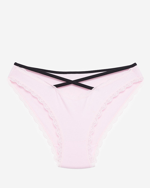 Pinker Damenslip mit Spitze und Streifen - Unterwäsche