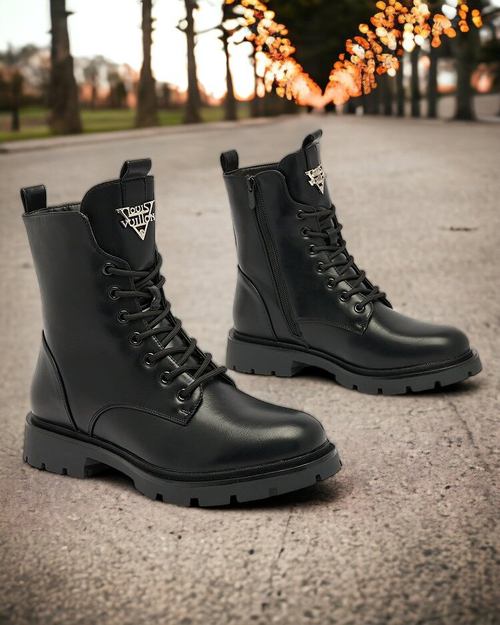 Royalfashion Чорні жіночі високі черевики Stepurba