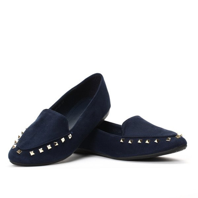 Granatowe baleriny wykonane z eko zamszu - Obuwie