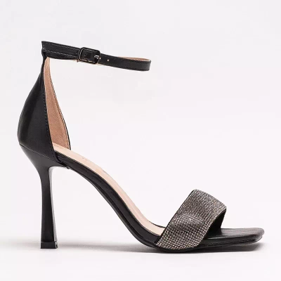 OUTLET Schwarze Damensandalen auf hohem Absatz Enedi - Schuhe