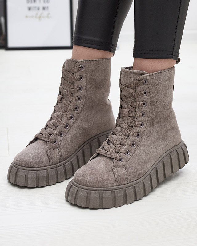 Graue Damenstiefel aus Öko-Wildleder Alolu- Footwear