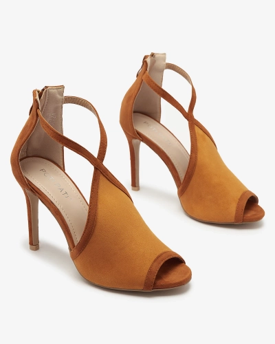 OUTLET Kamelgelbe Damen-Stiletto-Sandalen Ibbizo- Footwear