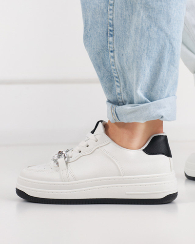 Schwarz-weißer Sportschuh für Damen Sneakers mit Kette Nevito - Schuhe