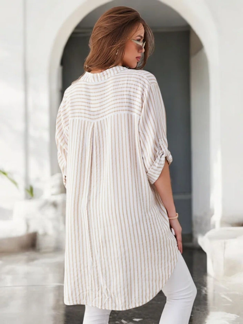 Royalfashion Жіноча довга смужка сорочка з віскози