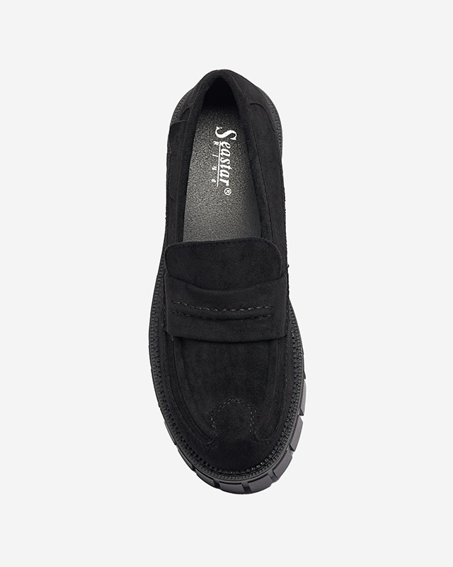 Schwarze Öko-Wildleder-Mokassins für Damen Siherta- Footwear