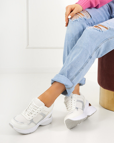 Weiße Damenturnschuhe mit verdecktem Keilabsatz Waqsy - Footwear